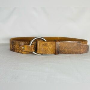 Vintage Y2K Genuine Leather Belt Brown Distressed Western Classic Unisex